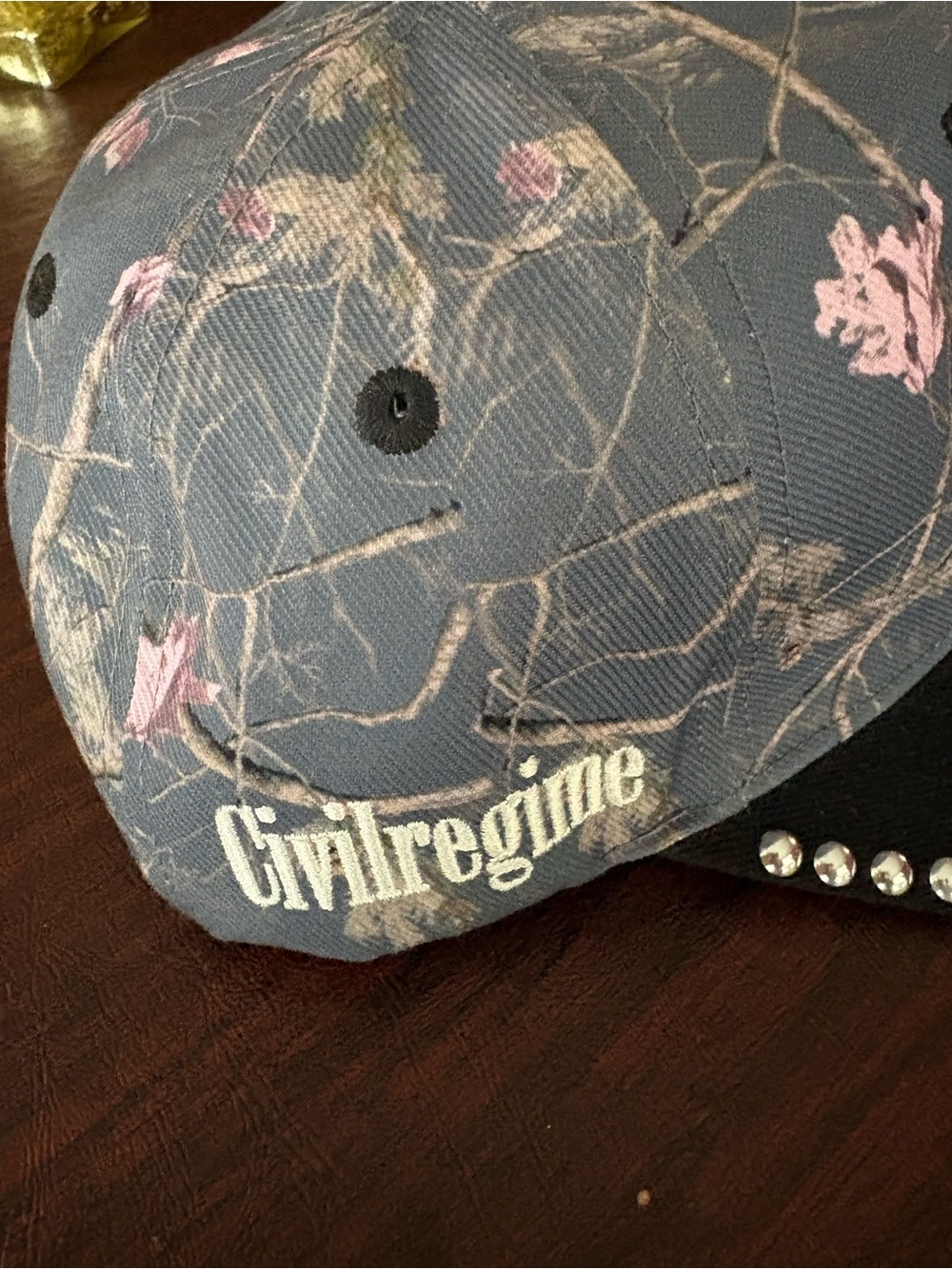 Civil Regime Cross Patch Floral Cap with Studded Black Brim - Picture 2 of 6